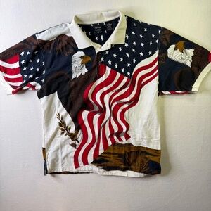 Vintage Patriotic Eagle Polo Shirt - Red, White, Blue